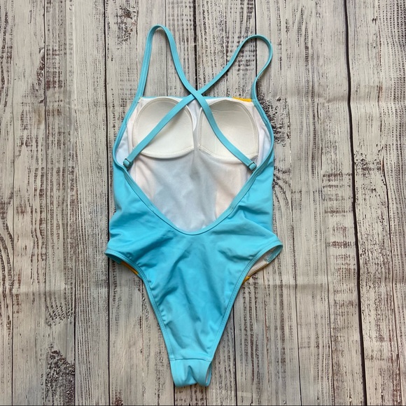 Free Society Blue Striped One Piece Swimsuit.  Size 4. EUC - Picture 5 of 10